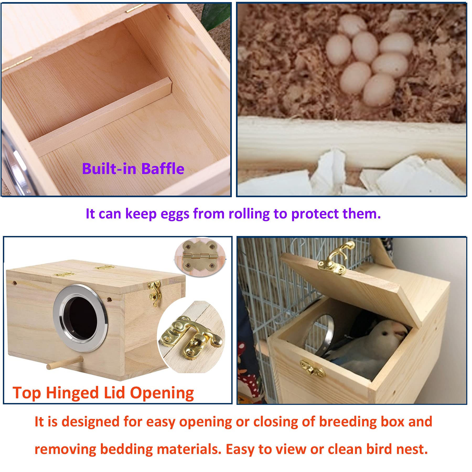 Jslzf Bird Nest, Parakeet Nest Box, Bird Breeding Box With Perch, Wood Budgie Nest Box For Bird, Parrot, Lovebirds, Parrotlet, F